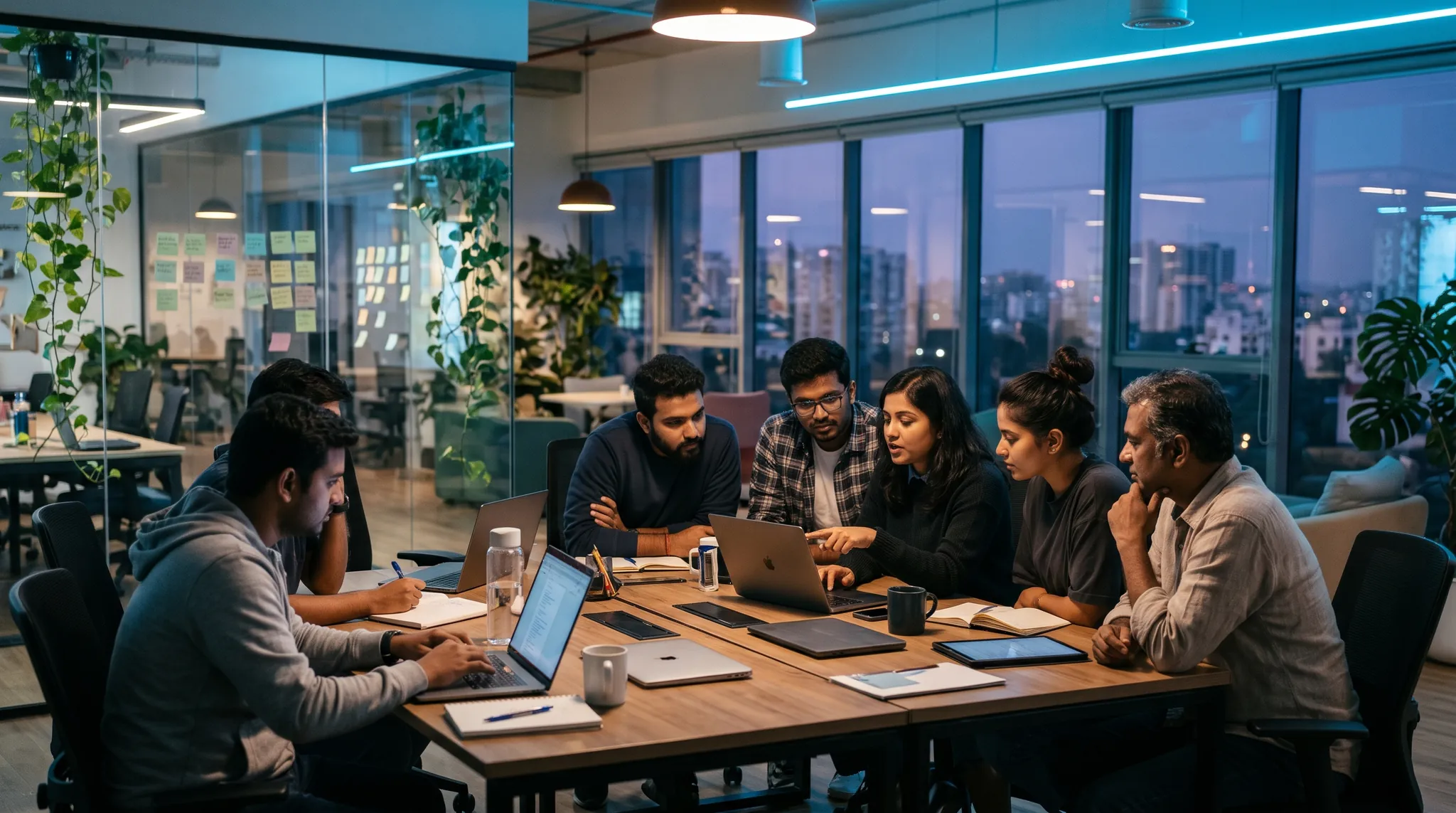 The Axceera product team collaborating in a modern office